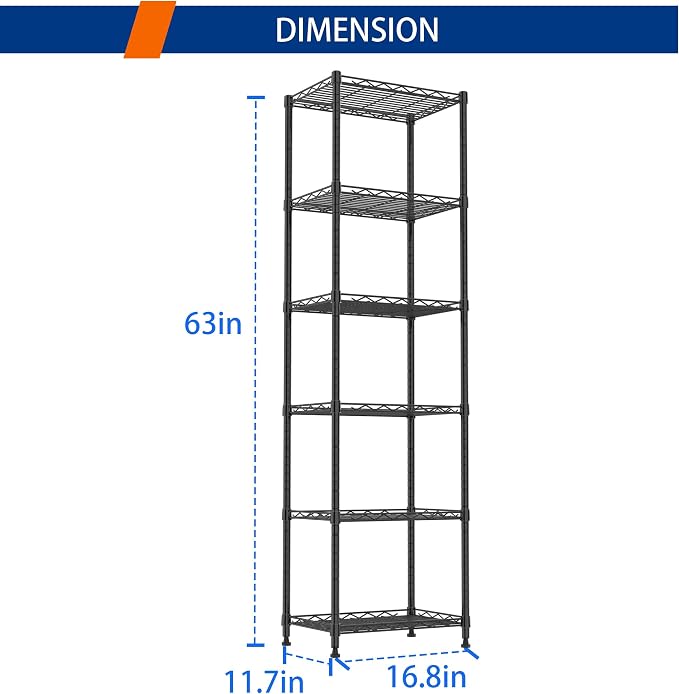 REGILLER 6 Wire Shelving Steel Storage Rack Adjustable Unit Shelves - Image 3
