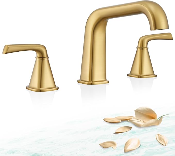 Bathtub Faucet Set 3 Hole, Brushed Gold Roman Bathtub Faucet, High Flow Deck by QinkellSanitaryWare
