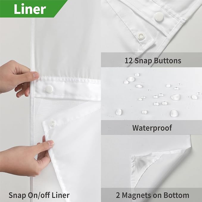 No Hooks Needed Linen Textured Shower Curtain - Image 5