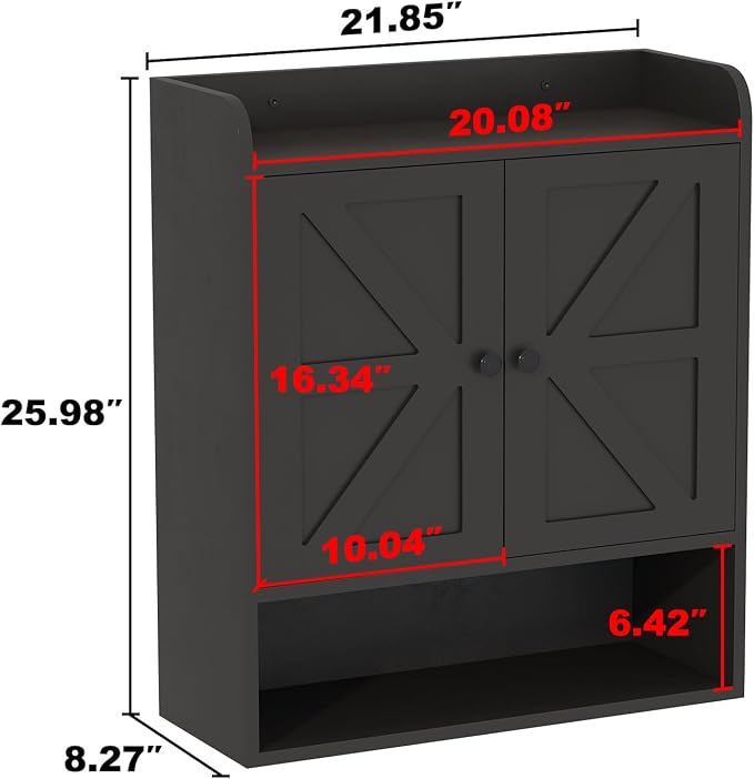 EasyCom 22" W x 26" H Bathroom Wall Cabinet, Farmhouse Medicine Cabinet - Image 3