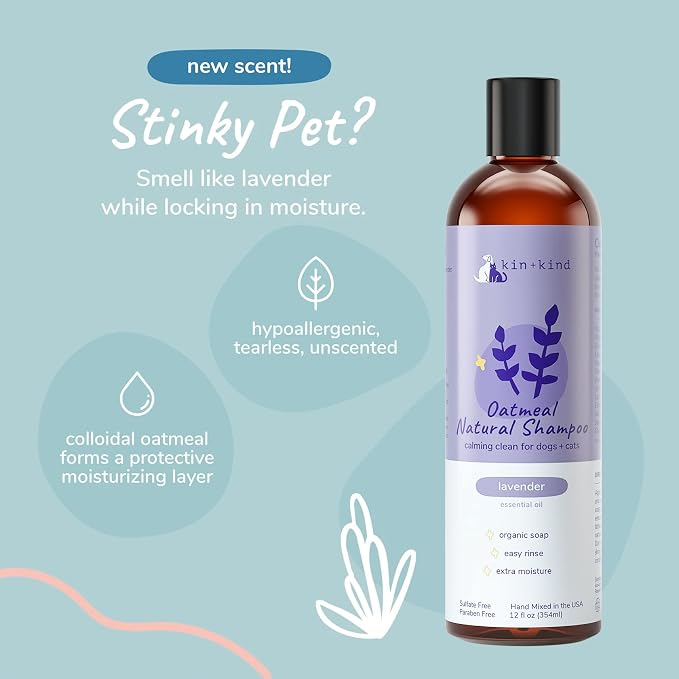 kin+kind Oatmeal Shampoo for Dogs & Cats – Natural Anti Itch Pet Shampoo for - Image 2