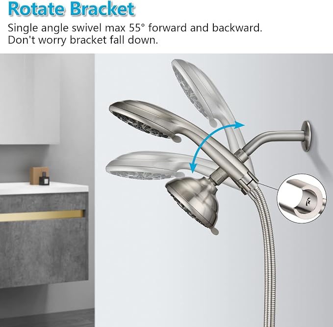 PDPBath Solid Brass Shower Arm 3 Way Shower Diverter Valve - Image 5