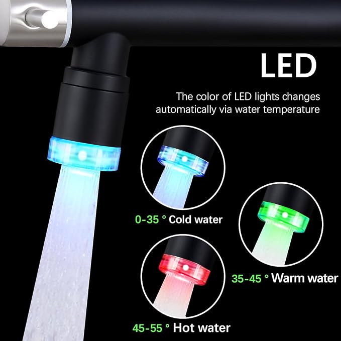 Smart Kitchen Faucet, 3 Modes Pull Down Sprayer, LED Temperature Control - Image 2
