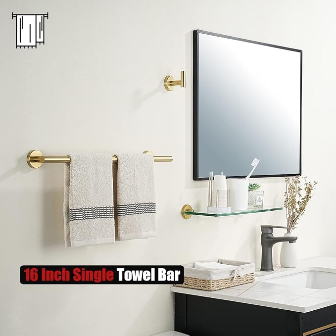 JQK Towel Bar Brushed Gold, 19 Inch 304 Stainless Steel Thicken 0.8mm Towel - Image 5
