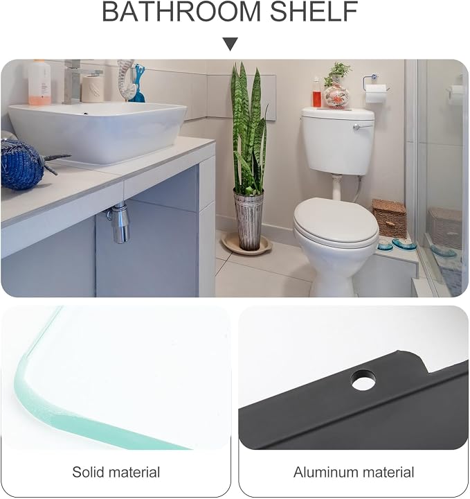 Black Bathroom Glass Shelf Bracket - Image 7