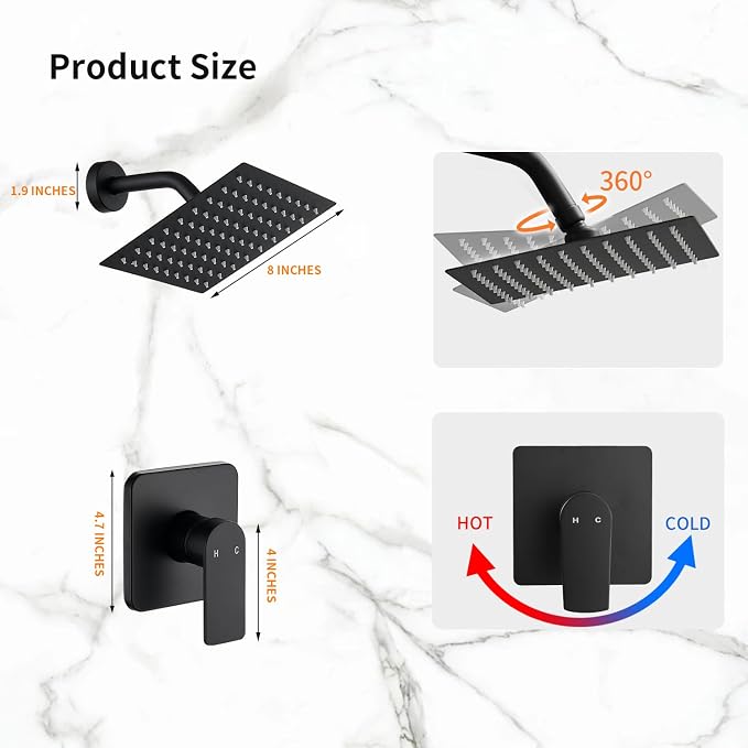 Black Shower Faucet Single Function Trim Kit - Image 3