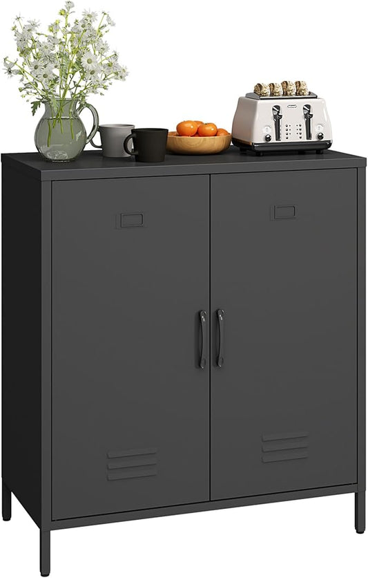 Locker Cabinet, 35.43" H Black Metal Locker Storage Cabinet by Steehoom