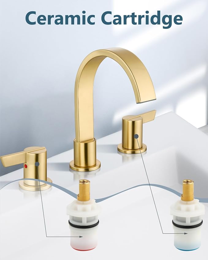 Aolemi Bathroom Faucets 3 Hole, 8 Inch Widespread Waterfall Bathroom Sink Faucet - Image 6