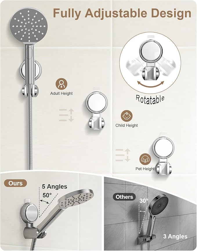 JOTPE Shower Head Holder Suction, Rotatable and Adjustable Shower Head Holder - Image 5