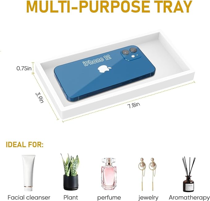 EG-SIPRO Silicone Bathroom Tray, Thickened Shatterproof Rectangle Vanity Tray - Image 7