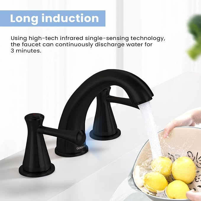 Touchless Bathroom Faucet for 3 Holes 3 Handles, Controlling Temperature & - Image 7