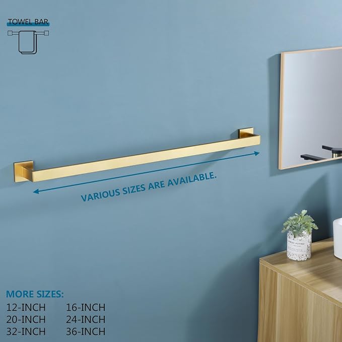 KOKOSIRI 32 Inch Gold Bath Towel Bar Bathroom Towel Rack Towel Holder Shower - Image 7