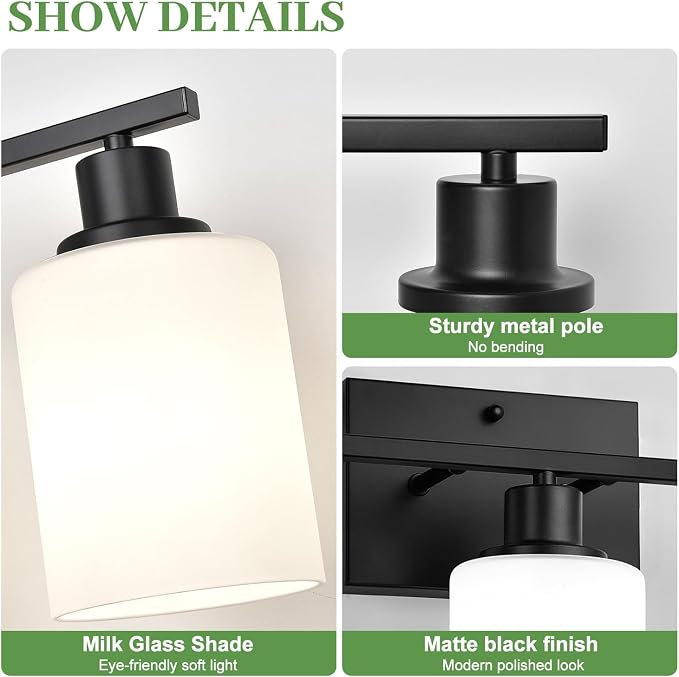 3-Light Bathroom Light Fixtures, Vanity Light - Image 3