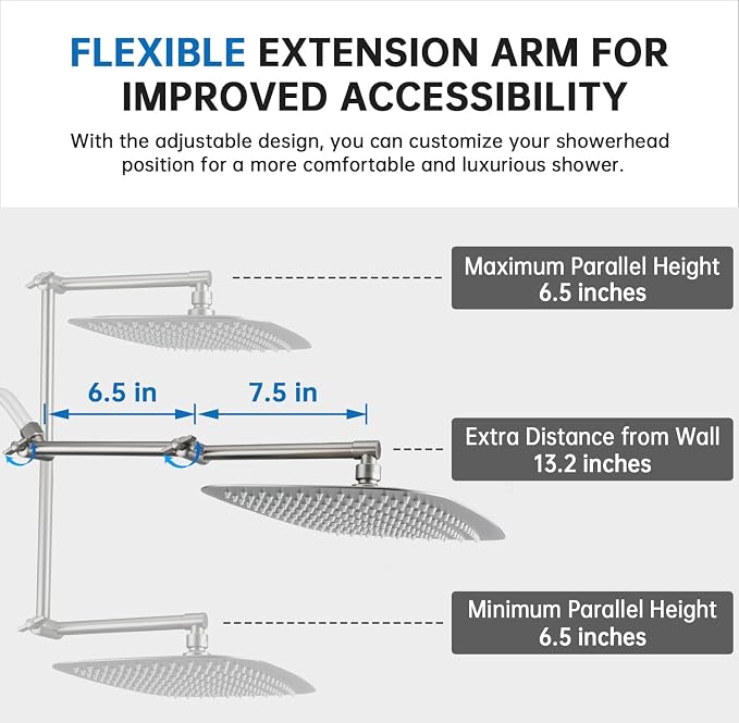 G-Promise All Metal 14 Inches Rainfall Shower Head - Image 4