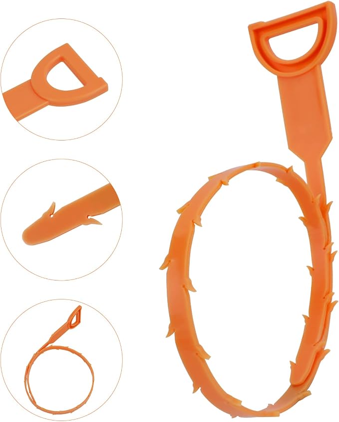 Amazon Basics Drain Clog Remover Tool, Includes 5 Plastic and 1 Stainless Drain - Image 2