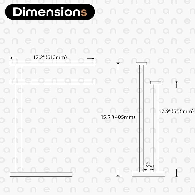 Free Standing Towel Rack Brushed Nickel 2-Tier Hand Towel Bars - Image 2