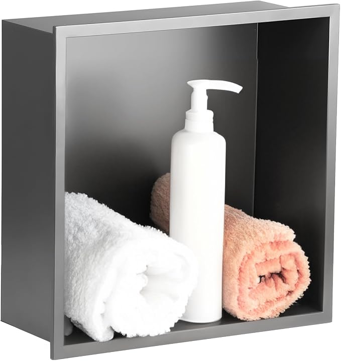 SaniteModar Shower Niche, Stainless Steel Shower Niche 12" X 12" No Tile Needed by SaniteModar