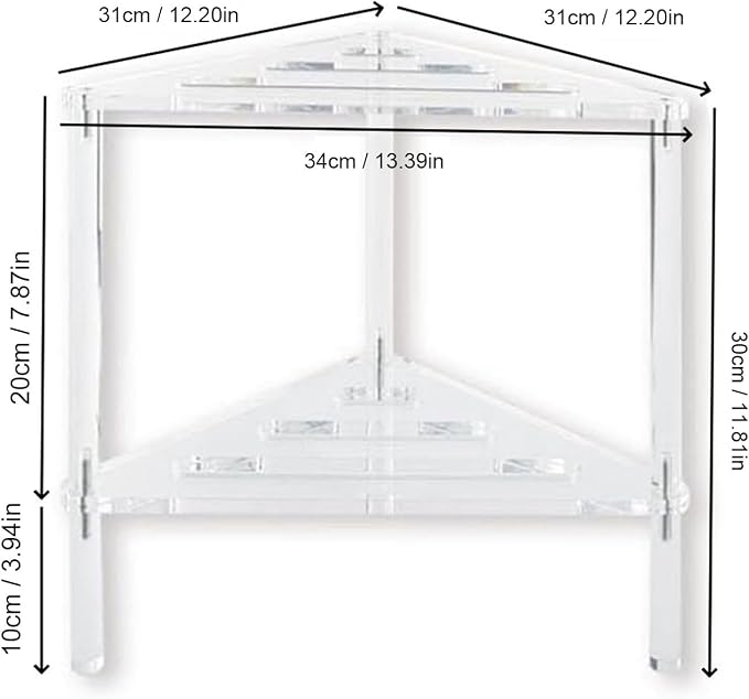 Corner Shower Caddy, 2 Tier Acrylic Bathroom Corner Shelf Clear Standing Shower - Image 4