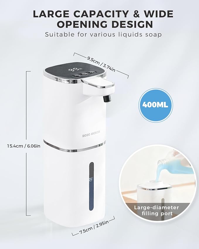 2 Pack Automatic Liquid Soap Dispenser, 12.8oz Rechargeable, Adjustable Liquid - Image 2