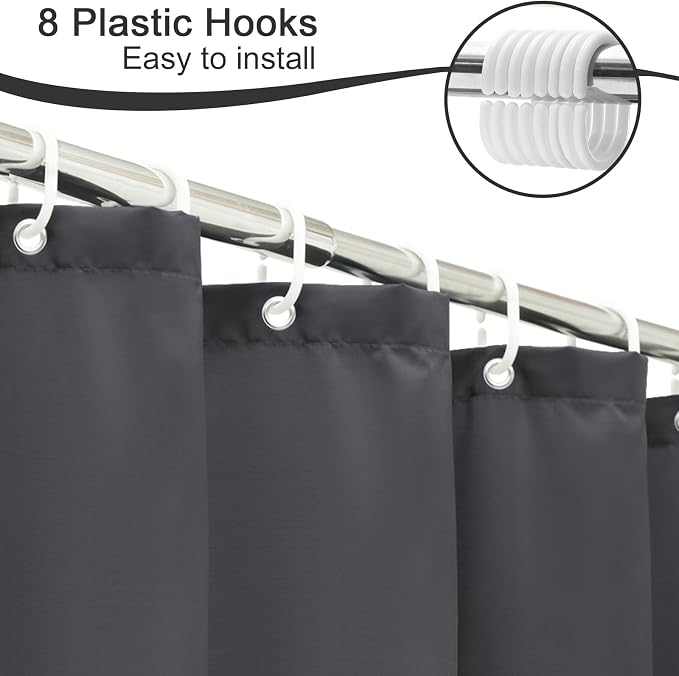 AooHome Fabric Shower Curtain 48 Width x 72 Height Inch, Solid Color Bath - Image 6