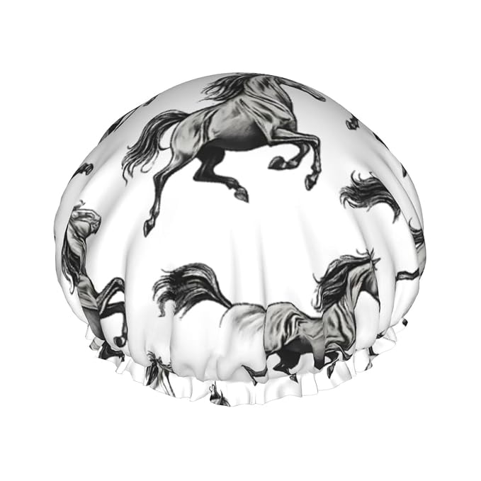 Elegant Running Horse Shower Cap by ZEYARUIBO