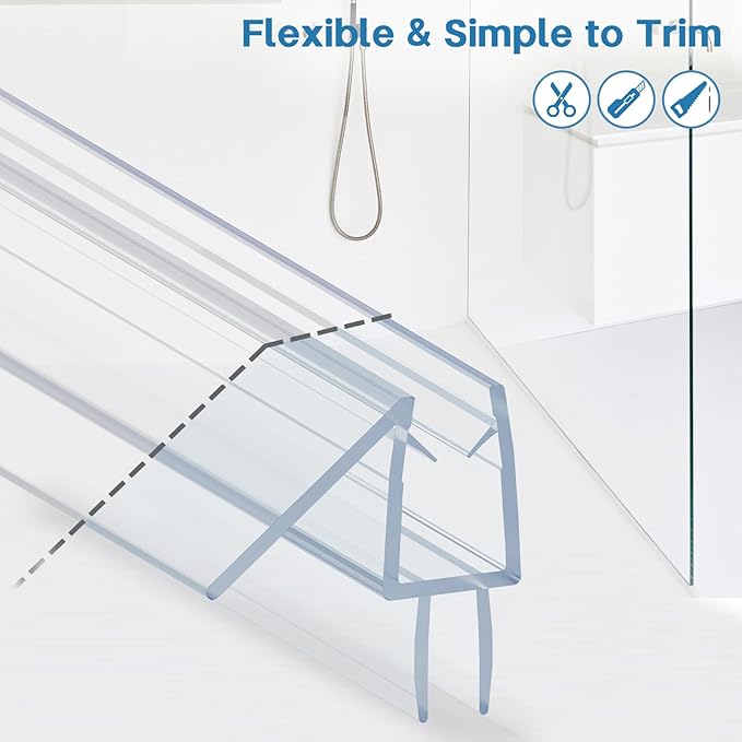Shower Door Bottom Seal Strip, Ultra Clear PVC, Fits 6mm Thick Glass, Prevents - Image 4