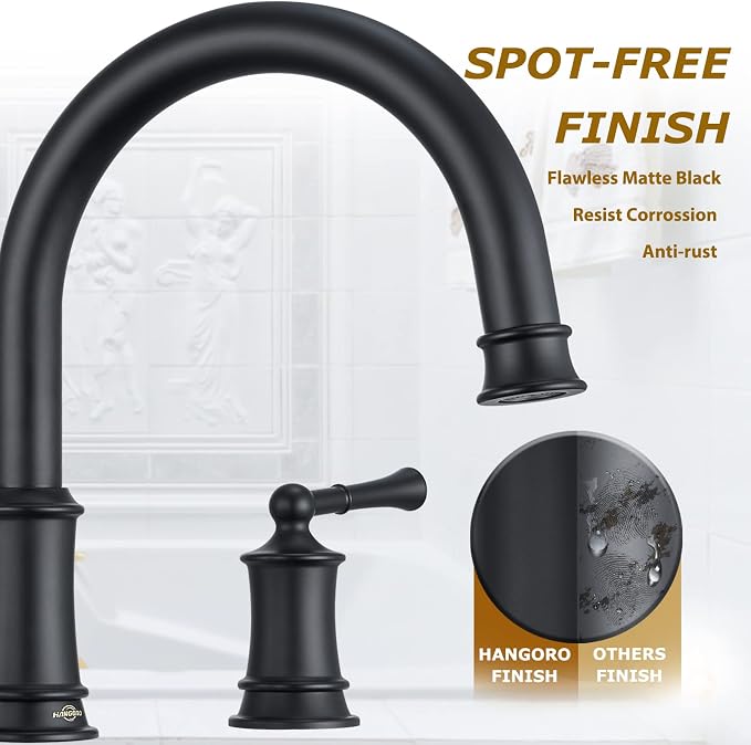 Matte Black Roman Tub Faucet, Antique Bathtub Faucet Set 3 Hole, High Flow Bath - Image 4