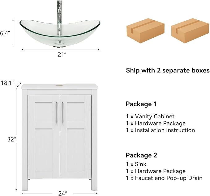 YOURLITE 24 Inches Traditional Bathroom Vanity Set - Image 3