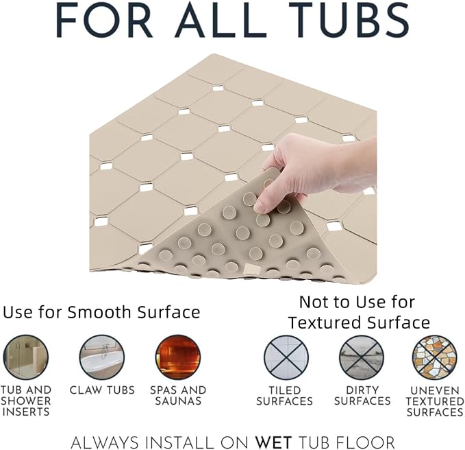 Shower Mat Non Slip 21"x21" Silicone Foldable Bath Mat - Image 3