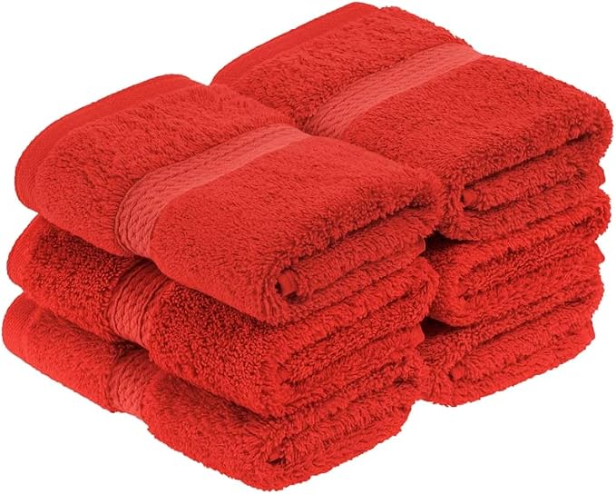 Superior Egyptian Cotton Pile Face Towel/Washcloth Set of 6, Ultra Soft Luxury by SUPERIOR