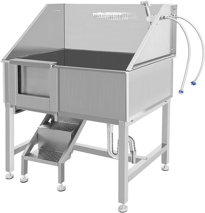 38" Professional Stainless Steel Dog Grooming Tub W/Soap Box, Rich Accessory - Image 8