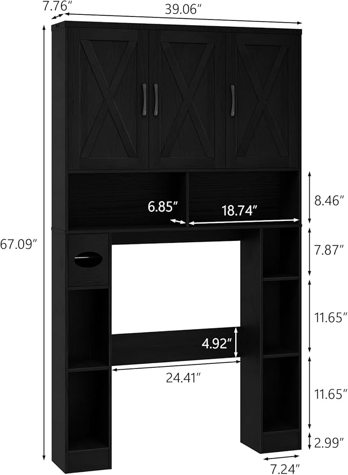 Over The Toilet Storage Cabinet, Farmhouse Toilet Cabinet Rack - Image 2