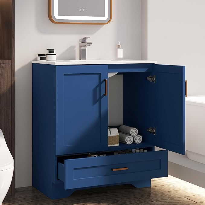 30 inch Bathroom Vanity with Sink, Modern White Vanity - Image 6