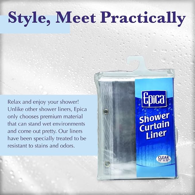 Epica Shower Curtain – Strongest Heavy-Duty Clear Vinyl 72x72 Shower Curtain - Image 5