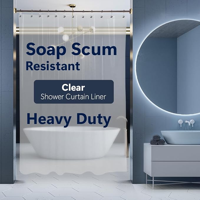 Epica Shower Curtain – Strongest Heavy-Duty Clear Vinyl 72x72 Shower Curtain by Epica