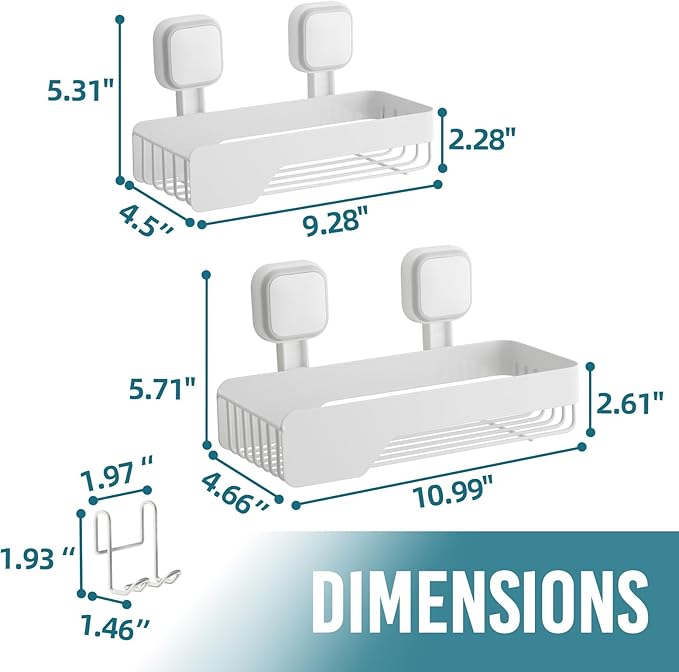 TAILI Shower Caddy Suction Cup 2 Pack, Stainless Steel Rustproof Shower Shelves - Image 8