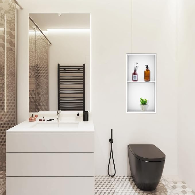 Neodrain No Tile Shower Niche, Stainless Steel Wall Niche 13.1"X25.1", Two-Tier - Image 5