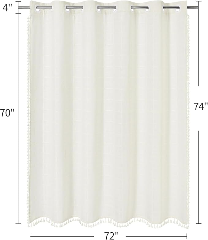 MitoVilla No Hooks Needed Boho Farmhouse Shower Curtain - Image 7