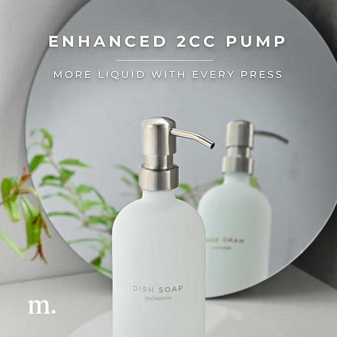 MaisoNovo Soap Dispenser 1-Piece Set | 16.9oz White Bottles - Image 5
