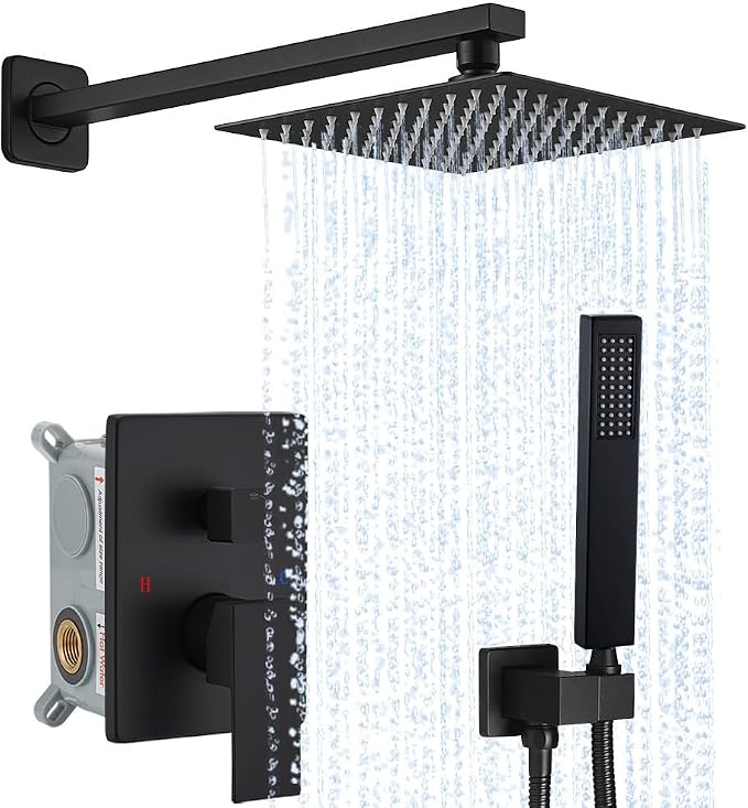Matte Black Shower System YCAIKOI Wall Mount Shower Faucet Set by YCAIKOI