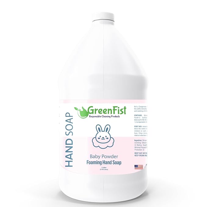 GreenFist Foaming Hand Soap Refills Baby Powder Scent Jug Foam Refill Made in by GreenFist