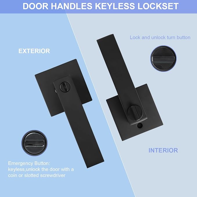 Privacy Door Levers, 3 Pack Matte Black Door Handles Heavy Duty Bed and Bath - Image 5