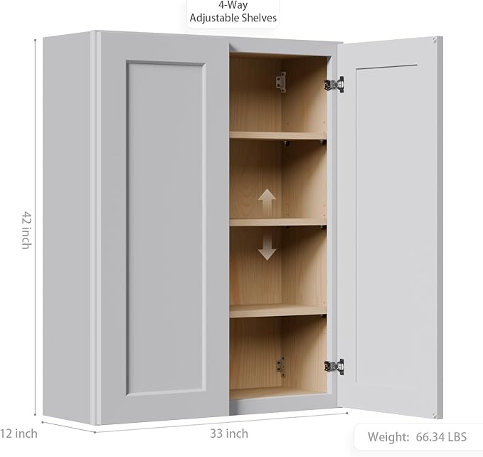 33 Inch Laundry Room Cabinets Wall Mounted, Solid Wood Over The Toilet Storage - Image 3