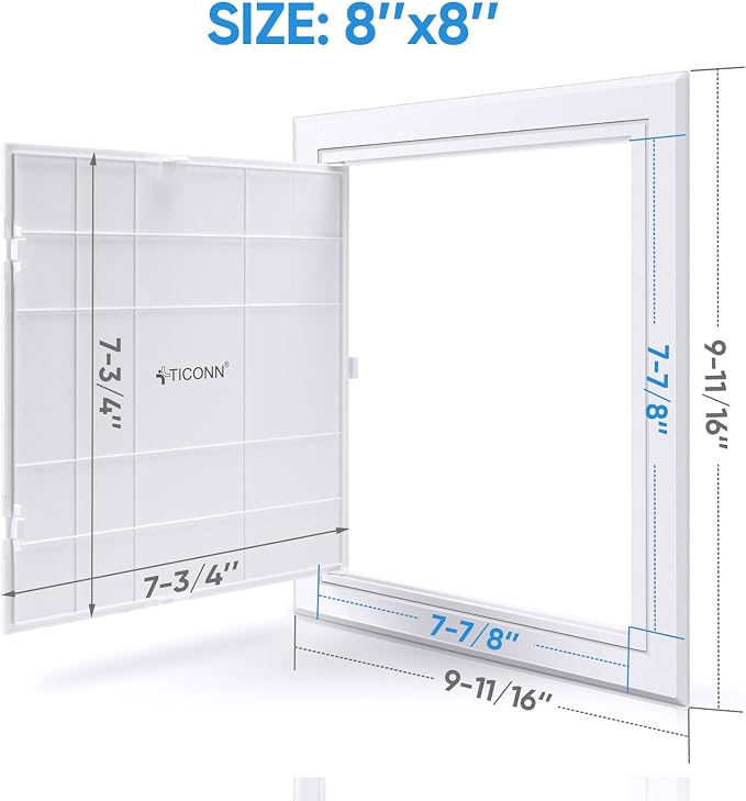 TICONN Access Panel for Drywall, 8 x 8 Inch ABS Plastic Wall Hole Cover Access - Image 2