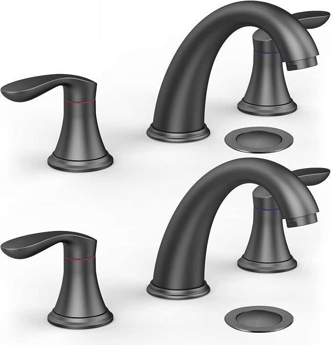 Bathroom Sink Faucet, Faucet for Bathroom Sink, Widespread Matte Black Bathroom by Unknown