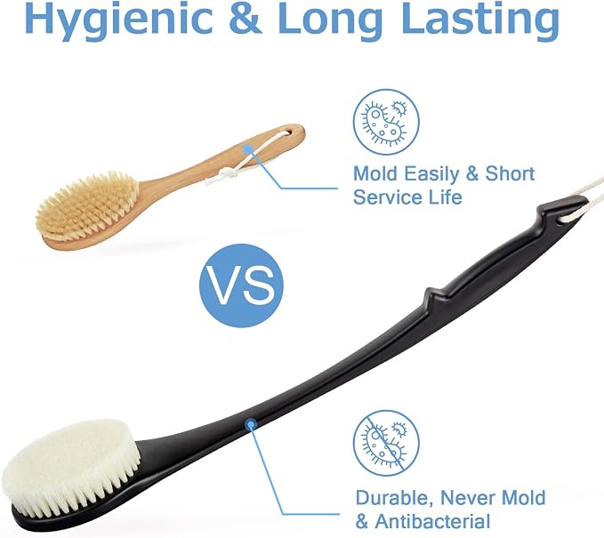 Body Back Scrubber – 17'' Long Handle Shower Brush, Durable Exfoliator - Image 3