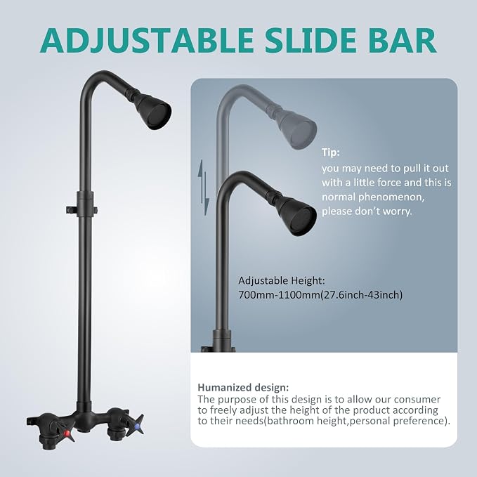 Aolemi Outdoor Shower Kit Fixtures Faucet System Double Handle Exposed Shower - Image 7