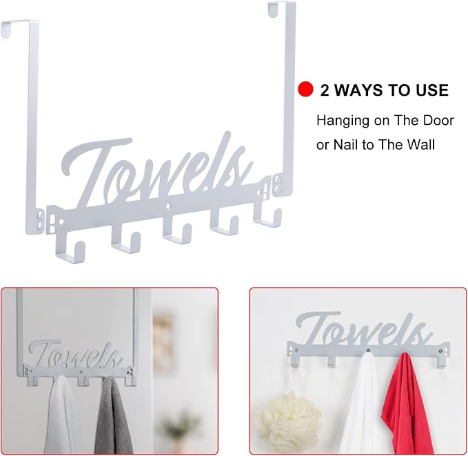 Over The Door Hooks, Towel Rack - Image 4