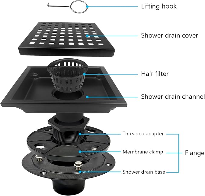 4 Inch Square Shower Drain - Image 4