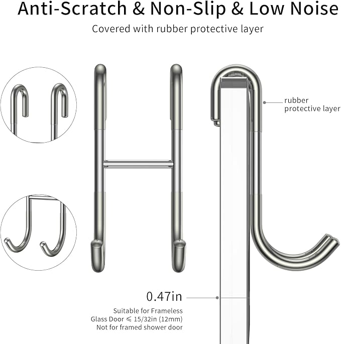 Shower Squeegee Set, Include Shower Door Hook, Adhesive Hook and Spare Silicone - Image 4